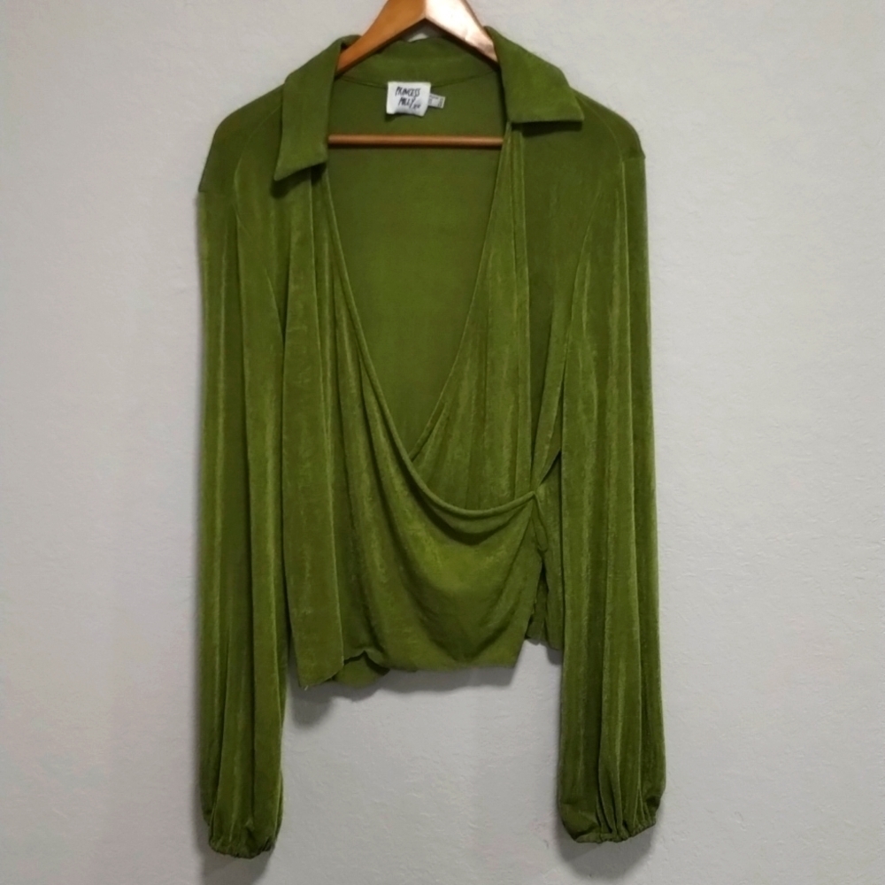 Princess Polly Plated Green Top